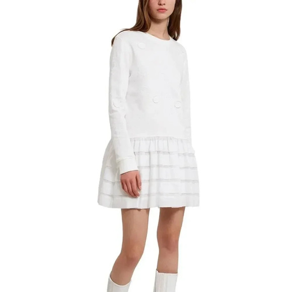 Opening Ceremony White Ruffle Hem Dress Size Small - Picture 1 of 11